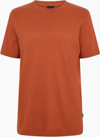 HUGO BOSS Mens Tiburt Bubble Structure Cotton Short Sleeve T-Shirt - Orange - Size: 3X large