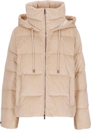 PESERICO Gewatteerd jack met capuchon - Dames - Winterjassen - Beige - M - Katoen - Jassen