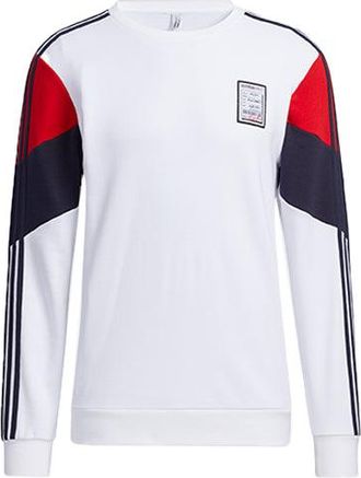adidas Mens adidas Contrasting Colors Alphabet Printing Round Neck Pullover White GU0843