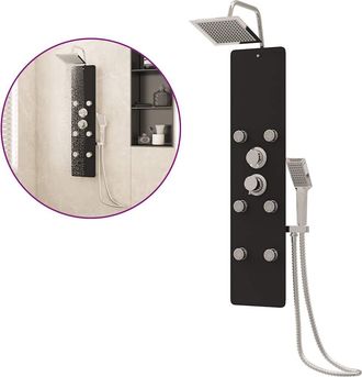vidaXL Panel Ducha De Vidrio 25x47,5x130 Cm Negro Vidaxl