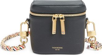 Thom Browne Box Leather Crossbody Pouch in Black at Nordstrom
