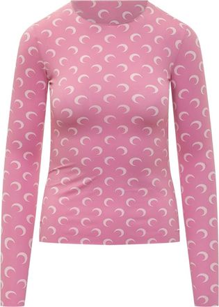 Marine Serre Pink Solid Crew Neck Top
