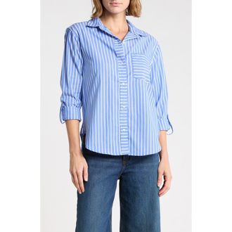 Beach Lunch Lounge Carson Stripe Button-Up Shirt in Rustic Blueberry at Nordstrom, Size X-Small
