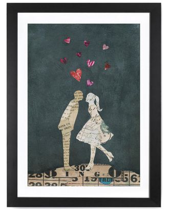 iCanvas Icanvas Icanvas Cute Couple I By Courtney Prahl Black Framed Fine Art Paper Print