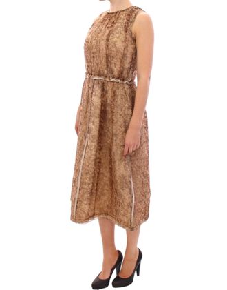 Dolce & Gabbana Womens Brown Sleeveless Silk Dress