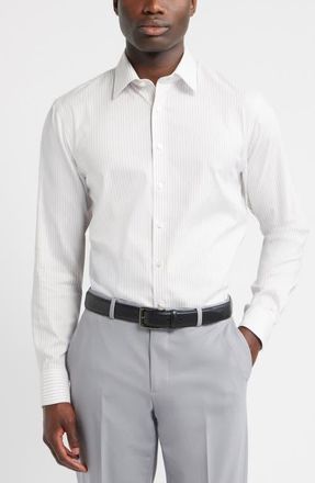 Nordstrom Trim Fit Shadow Stripe Premium Performance Twill Dress Shirt in Purple Marcello Stripe at Nordstrom, Size 17.5