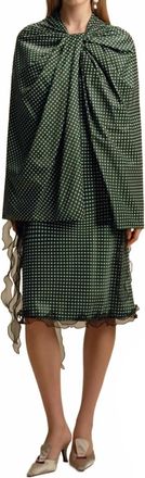 Marina Moscone Satin Twill Twist Capelet Top In Micro Floral Print