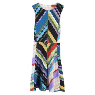 Missoni Zig-Zag Patterned Knit Sleeveless Dress in Multicolor Viscose