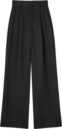 Generic Womens Professional High-Waist Pleated Wide-Leg Suit Trousers, Front-Pleat Straight-Leg Pants for Business Meetings, Office Wear & Formal Events Black