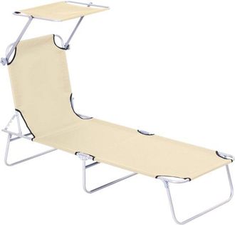 OEM Tumbona Plegable C&oacute;moda Con Respaldo Ajustable Y Parasol (beige)