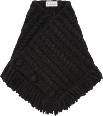 Moncler Moncler Cable Knit Alpaca Blend Neck Scarf, Women, Black, Size: One Size