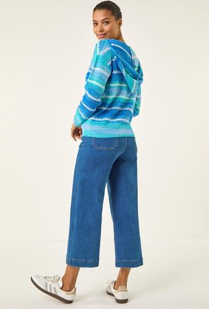 Roman Textured V-Neck Knit Hoodie