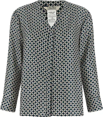 Max Mara Womens Blue Silk Blouse