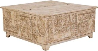 Wanderlust Deco Mesa De Centro De Madera Blanco 100x100x47h Cm