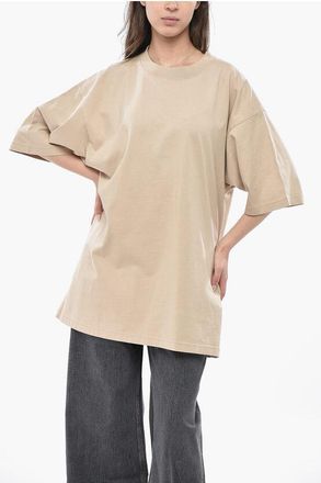 Balenciaga Oversized Cotton T-Shirt with Rhinestone Logo size S