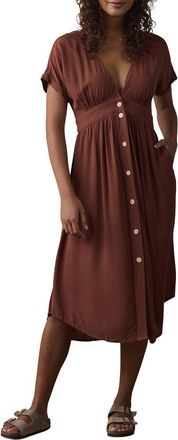 The Normal Brand Deep V Button-Thru Dress