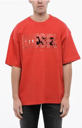 Diesel RED TAG Solid Color T-NABEL-M1 Crew-neck T-Shirt with Cracke size Xxl
