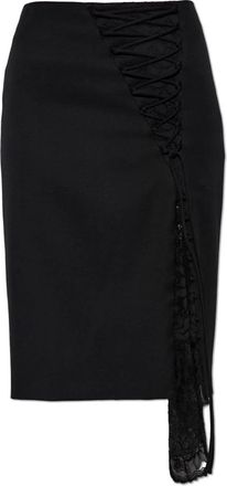 Alexander McQueen Rokken, Dames, Zwart, S, Wol, Rok met kanten inzetstuk