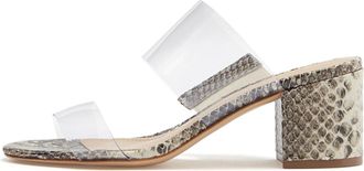 Generic Gray,5.5 UK,Womens Pumps Backless Slides Transparent Two Strap High Block Chunky Heels Slip-On Dressy Clear Sandals for Prom Wedding Party