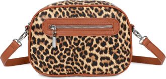 Generic Womens Crossbody Bag, Animal Print, Faux Leather Trim, Adjustable Strap, Front Zipper Pocket (D.Brown)