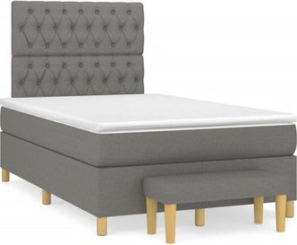 vidaXL Cama Box Spring Con Colch&oacute;n Tela Gris Oscuro 120x190 Cm Vidaxl