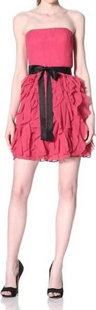 Aidan Mattox Strapless Ruffle Mini Dress In Rasberry