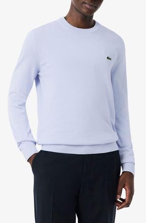 Lacoste Solid Cotton Jersey Crewneck Sweater in Phoenix Blue at Nordstrom, Size 7