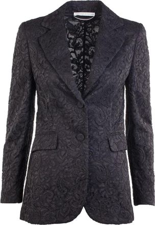 Ermanno Scervino Zwarte kanten blazer - Dames - Blazers - Zwart - XS - Katoen - Jassen