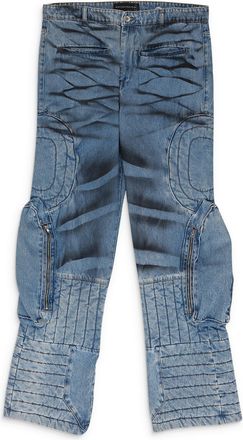 Who Decides War by Ev Bravado BLUE RAISED WINDOW DENIM PANTS