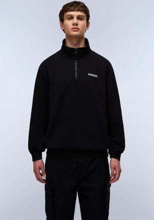 Napapijri Sweatshirt NAPAPIJRI SMALL BOX, Herren, Gr. S, schwarz beauty, Obermaterial: 100% Baumwolle, normal, B&uuml;ndchen, Sweatshirts Sweatshirt, Stehkragen mit 