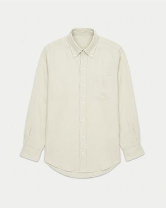 Fortela King Linen Striped Shirt in Ecru at Nordstrom, Size Xx-Large Eu