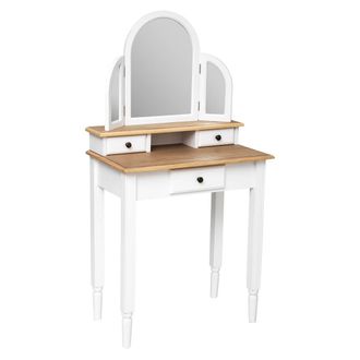 Atmosphera Atmosphera - Tocador De Dormitorio Solen 3 Espejos 3c Blanco Y Roble 67 Cm