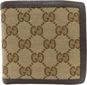 Gucci Brown Canvas Leather Wallet (Bi-Fold) (Pre-Owned)