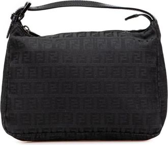 Fendi Pre-owned Handbags, female, Black, Size: ONE SIZE Pre-owned Printed Top Handle Bag with Zipper Closure