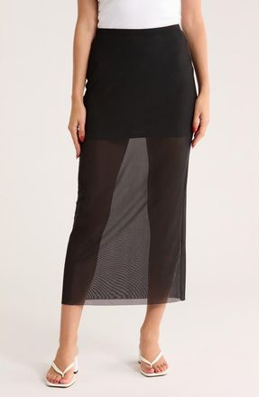 Leith Mesh Midi Skirt in Black at Nordstrom Rack, Size X-Small