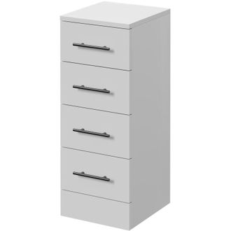 Alexander James Alexander James Gloss White 300mm x 330mm 4 Drawer Storage Unit - 300mm - Gunmetal Grey 96mm Bar Handle