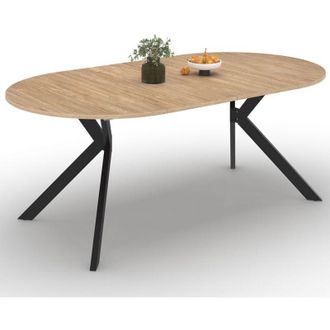 IDMarket Alix Tavolo da pranzo rotondo allungabile per 4-10 persone con gamba in legno e ragno nero 110 - 200 cm