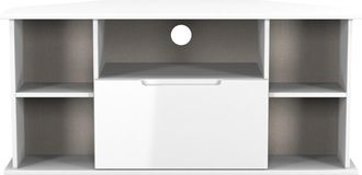 Lewis's Milan Corner TV Unit in White Gloss & White Matt - Ready Assembled - Lewiss Home | TJ Hughes