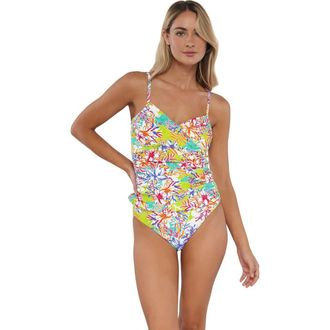 Sunsets Simone Tankini Swimsuit Top in Botanical Bliss Sandbar Rib at Nordstrom, Size Medium