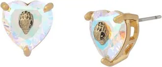Kurt Geiger Crystal Heart Stud Earrings in Crystal Abalone at Nordstrom