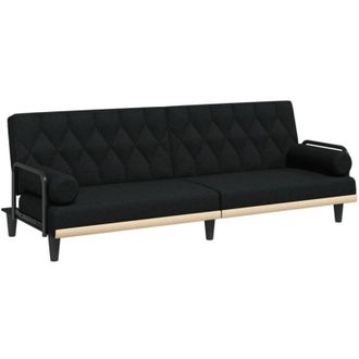 vidaXL Sof&aacute; Cama Con Reposabrazos Tela Negro Vidaxl