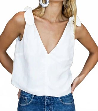 Emerson Fry Tie Shoulder Mod Top In White