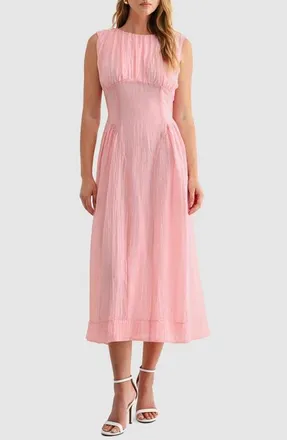 Mila Mae Crinkle Sleeveless Dress in Blush at Nordstrom, Size X-Small