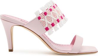 Manolo Blahnik Efeso 70 Embroidered Leather Mules - Pink - 37 (IT37 / UK4)