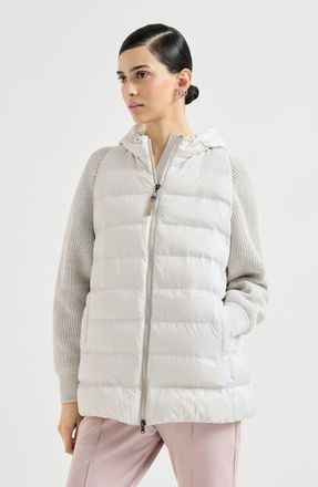 Brunello Cucinelli Nylon hooded down jacket in Light Grey at Nordstrom, Size 36 It
