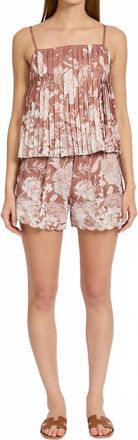 En Saison Monet Pleated Top In Ginger/off White