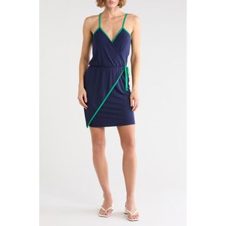Loveappella Faux Wrap Sleeveless Dress in Navy/Kelly at Nordstrom Rack, Size X-Large