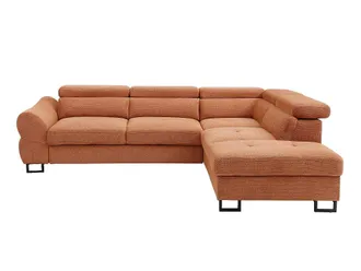 VENTE-UNIQUE.COM Sof&aacute; rinconera tela terracota
