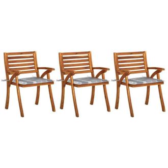 vidaXL Sedie da Pranzo da Giardino con Cuscini 3 pz Massello di Acacia - Vidaxl