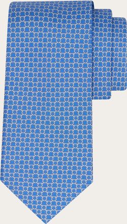 Ferragamo Men Link print silk tie Blue